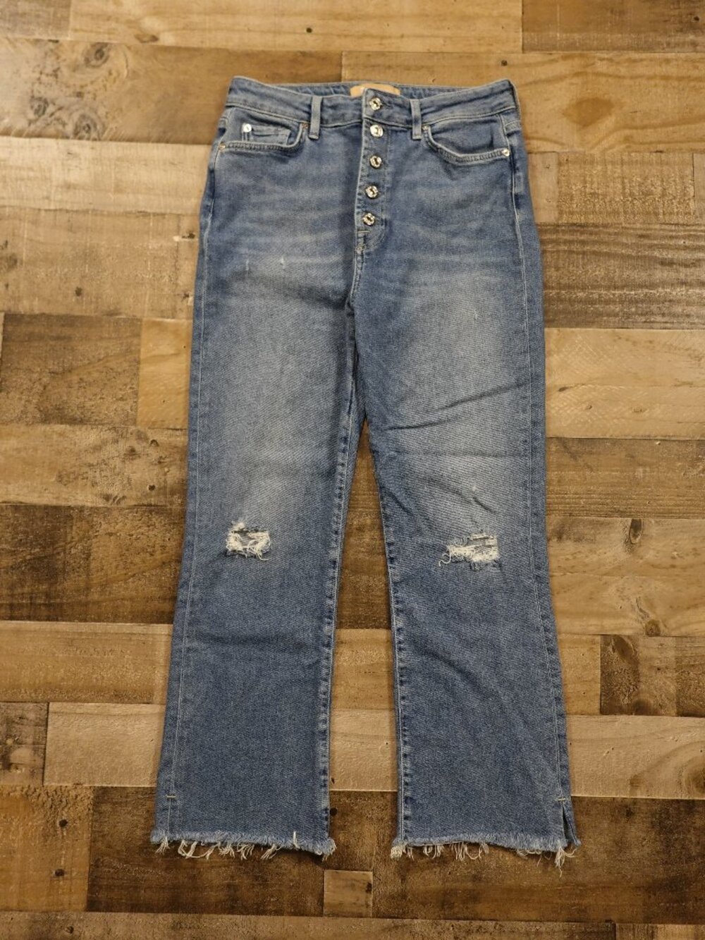 7 For All Mankind Ultra High Rise Slim Kick Jeans Women’s 30‎ Denim Button Fly